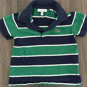 Lacoste Polo Striped Shirt Navy & Green Size 2T 🐊